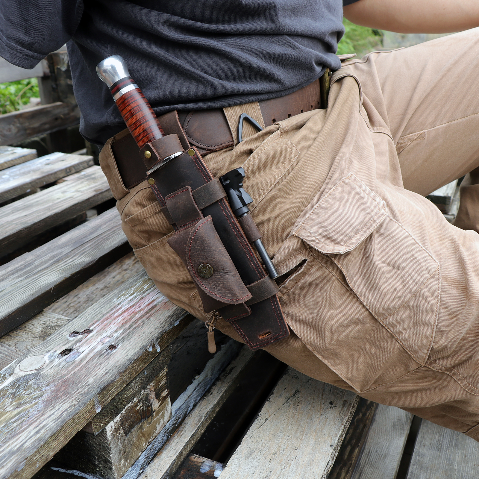 Tourbon Camping Leather thKnif - Bushcraft Knife Fixed review and price
