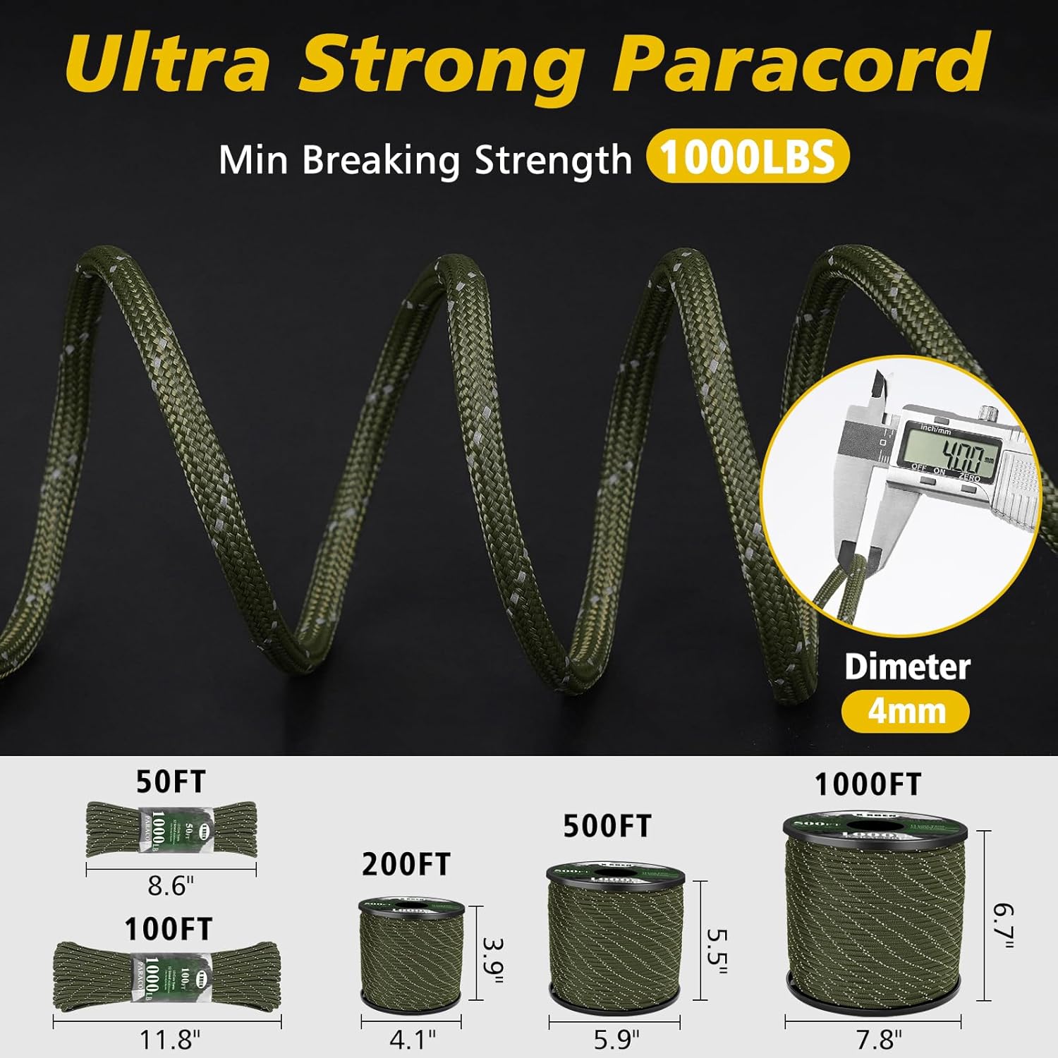 1000lb Reflective Paracord Rop - Para Cord 1000Ft review and price