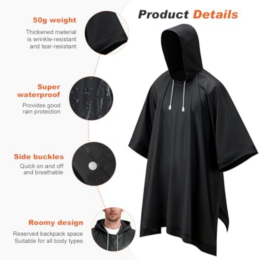 8 Pack Hooded Rain Ponchos for - Emergency Poncho Rain review and price