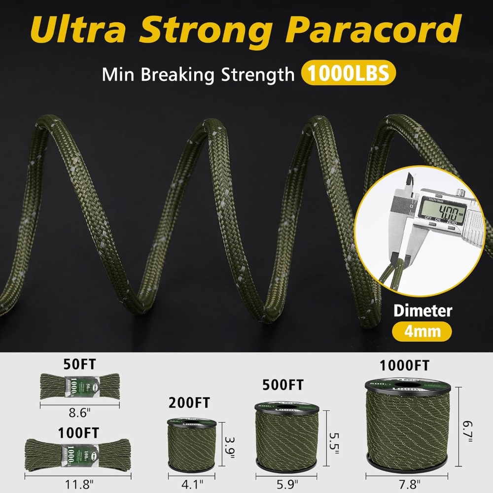 Reflective Paracord 1000lb, 50 - Para Cord 1000Ft review and price