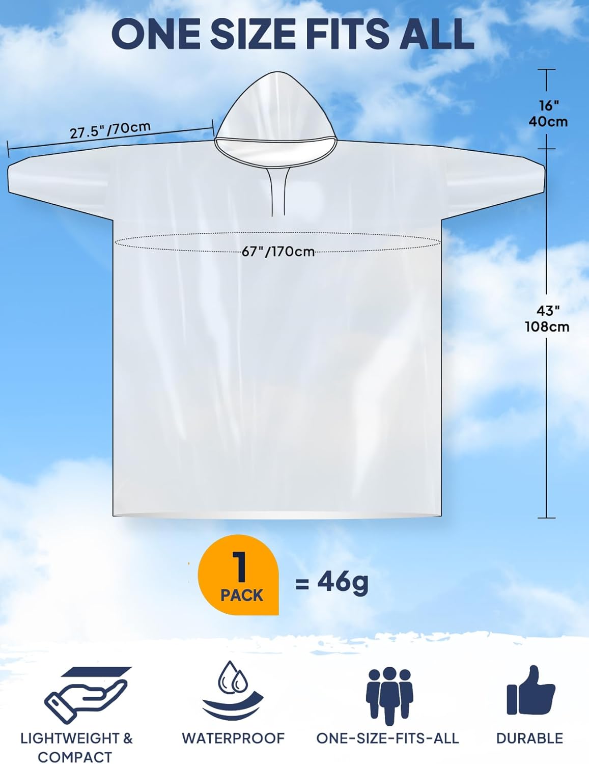 Disposable Rain Poncho for Adu - Emergency Poncho Rain review and price