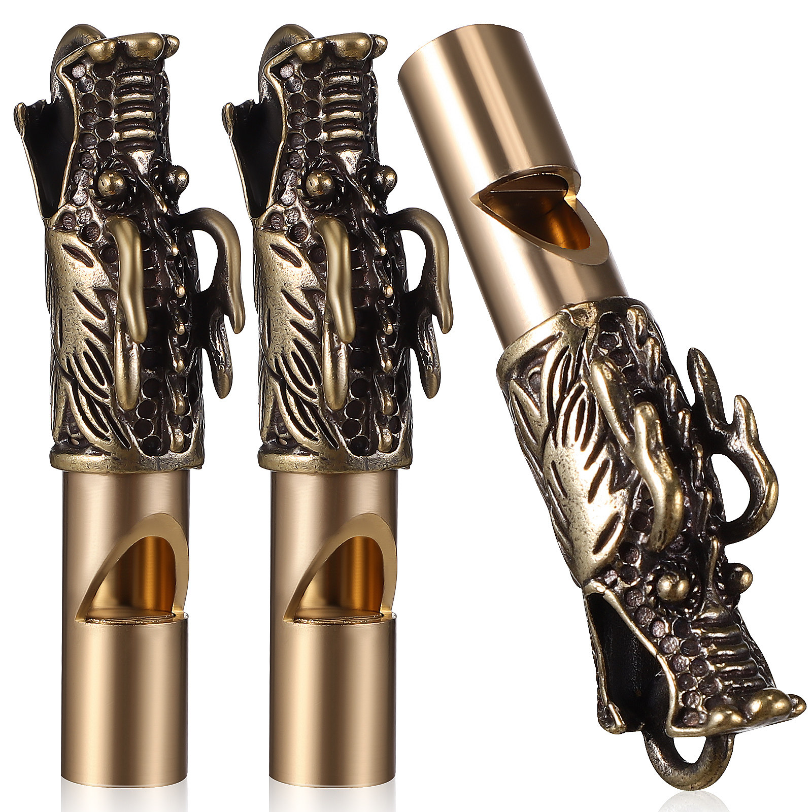 3Pcs Dragon Whistles Brass Ret - Emergency Whistle Loud review and price